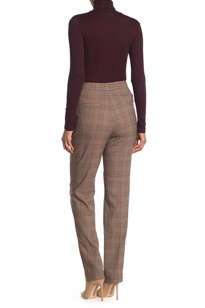 Tibi James Check High Waist Trousers In Brown/black Mul