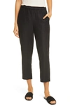 Eileen Fisher Straight Leg Crepe Pants In Black