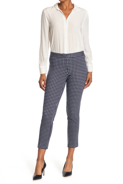 Amanda & Chelsea Windowpane Print Ponte Pants In Nvy/wht
