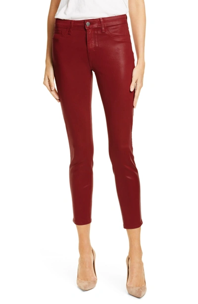 L Agence Margot Coated Crop Skinny Jeans In Redstone C