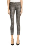 L Agence Margot Metallic Coated Crop Skinny Jeans In Chestnutb