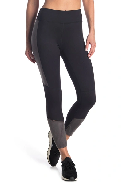 Splendid Stretch Suede & Jersey Leggings In Charcoal