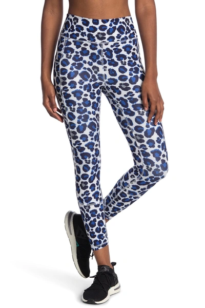 X By Gottex Core High Waist Side Pocket Leggings In Blue Leopard