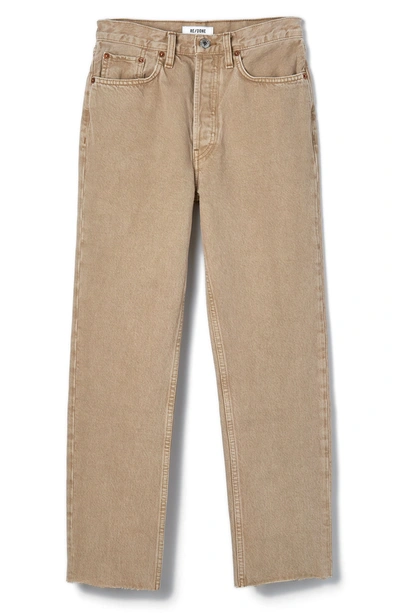 Re/done Originals High Waist Stovepipe Jeans In Washedkhaki