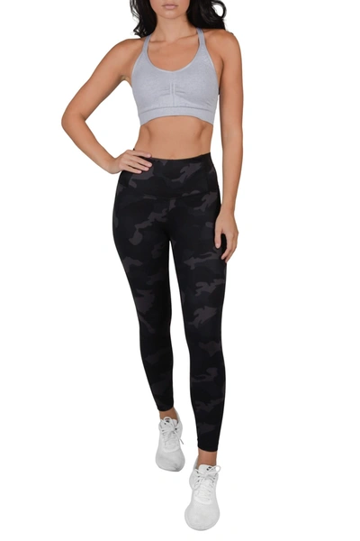 90 Degree By Reflex Lux Supportive Waistband Ankle Leggings In 557bk - P557 Camo Black Combo