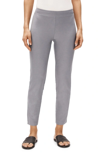 Eileen Fisher Stretch Crepe Slim Ankle Pants In Zinc