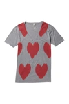 Go Couture Printed Pocket T-shirt In Charcoal Digital Hearts