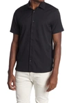 Perry Ellis Short Sleeve Button-down Shirt In Black