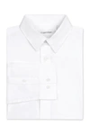 Calvin Klein Solid Stretch Poplin Shirt In 100 White