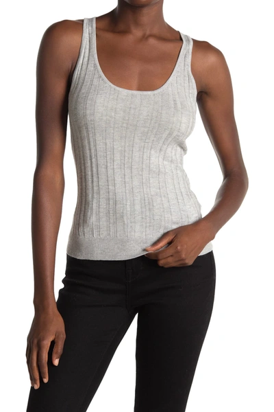 7 For All Mankind Ribbed Knit Scoop Neck Tank In Hea Grey