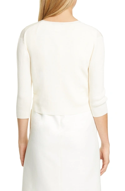 Lafayette 148 Open Front Crop Cardigan In Cloud