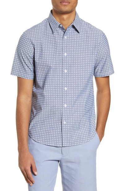 Club Monaco Short Sleeve Button-up Shirt In Chambray