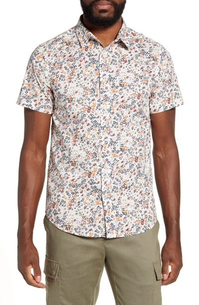 Acyclic Short Sleeve Wildflowers Slim Fit Shirt In White