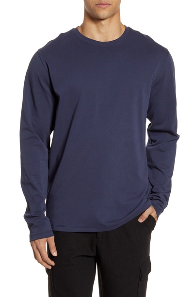 Acyclic Long Sleeve Basic Crew Neck Slim Tee In Navy