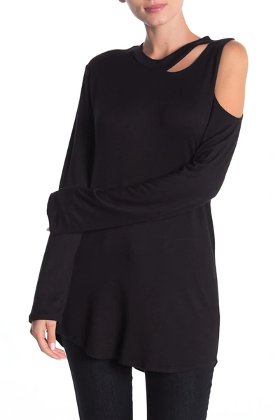 Go Couture Asymmetrical Slash T-shirt In Black