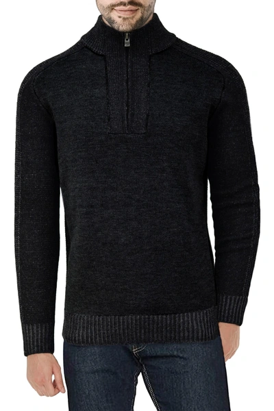 X-ray Quarter Zip Marble Knit Sweater In Black