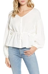CUPCAKES AND CASHMERE JADA V-NECK BALLOON SLEEVE PEASANT BLOUSE,192115262616