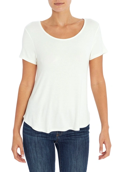 Three Dots Luxe Scoop Neck Knit Shirt In White