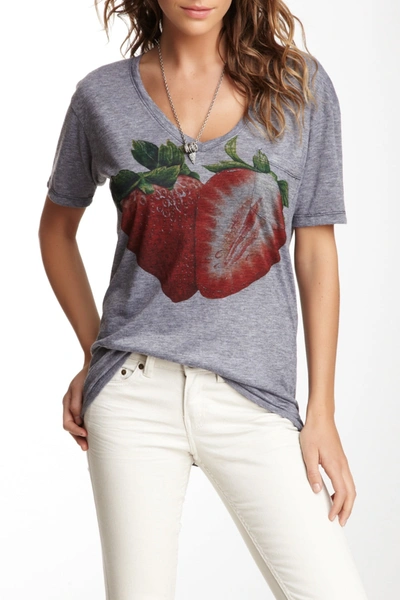 Go Couture Slub V-neck Pocket T-shirt In Charcoal Two Strawberries
