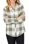 Foxcroft Rhea Brushed Buffalo Plaid Shirt In Bayleaf