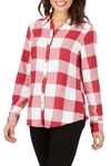 Foxcroft Rhea Brushed Buffalo Plaid Shirt In Beaujolais