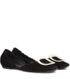 Roger Vivier Ballerine Chips Suede D'orsay Flat In Black