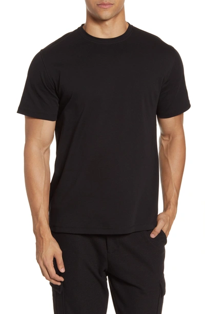 Acyclic Short Sleeve Basic Crew Neck Slim Tee In Black