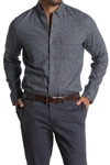 Wallin & Bros Grindle Long Sleeve Trim Fit Shirt In Navy Blazer Grey Silk Grindle