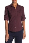 James Perse Contrast Ribbed Surplus Shirt In Dark Plum