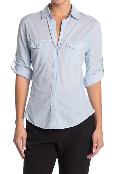 James Perse Contrast Ribbed Surplus Shirt In Open Sky