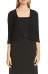 Lafayette 148 Plus-size Finespun Voile Openfront Cropped Cardigan In Black