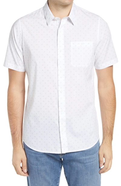 Travis Mathew Perspective Slim Fit Short Sleeve Button-up Shirt In White