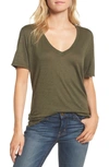 Splendid V-neck Slub Jersey Tee In Miltry Olv