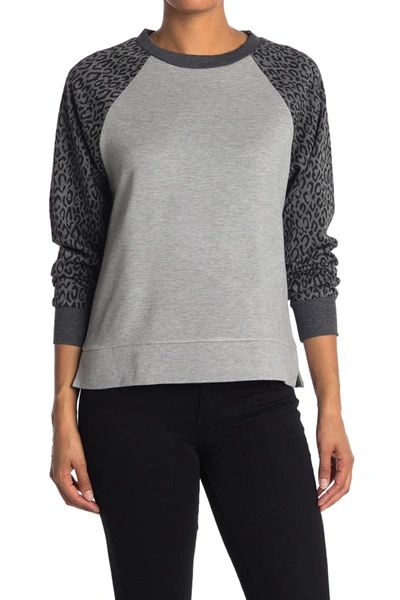 Cupcakes And Cashmere Cairo Leopard Raglan Sleeve Sweater In Heather Gr