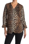 GANNI FABRE COTTON LEOPARD BLOUSE,5710958742956