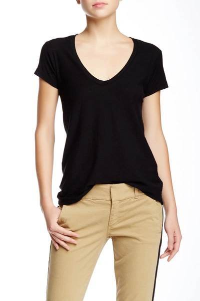 James Perse Deep V Tee In Black