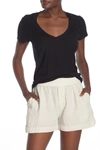 James Perse Women V-neck Short Sleeve T-shirt In Black In Animal Print