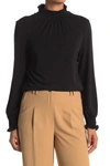 ADRIANNA PAPELL MOCK NECK LONG SLEEVE CREPE TOP,652933777414