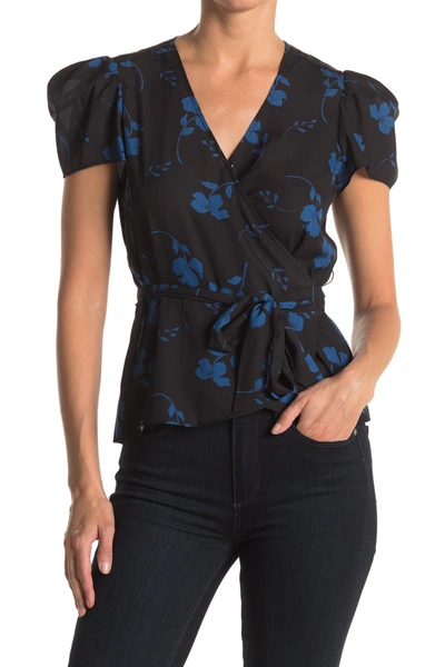 Parker Puff Sleeve Floral Print Wrap Top In Fulton Ste
