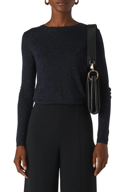 Whistles Annie Sparkle Knit Top In Navy