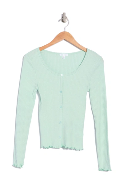 Abound Button Front Pointelle Knit Top In Green Shore