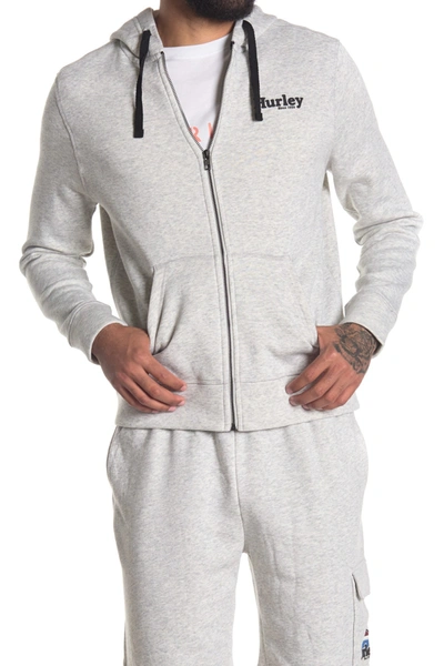 Hurley Logo Fleece Zip Hoodie In Grey/grey