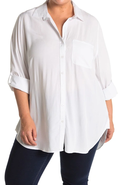Velvet Heart Elisa Roll Tab Sleeve Button Down Blouse In Opt. White
