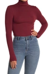 Splendid Long Sleeve Turtleneck Top In Cabernet