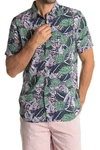 Union Denim Venice Short Sleeve Print Relaxed Fit Shirt In Emerald