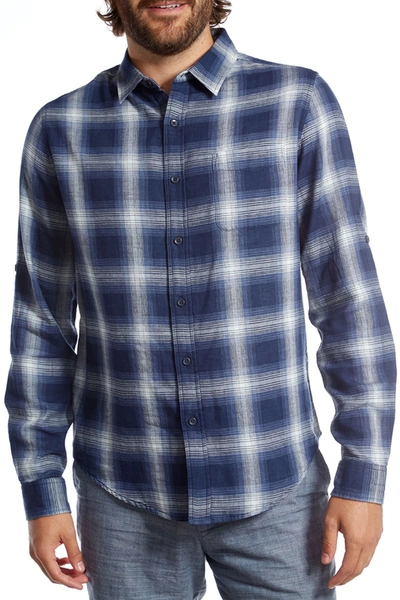Px Plaid Long Sleeve Regular Fit Shirt In Navy