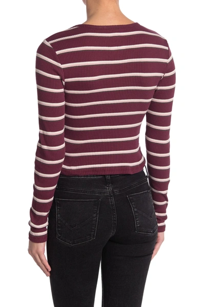 Dickies Junior's Striped Cropped Top In Port