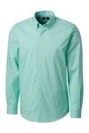 Cutter & Buck Soar Windowpane Check Tailored Fit Long Sleeve Shirt In Fresh Mint