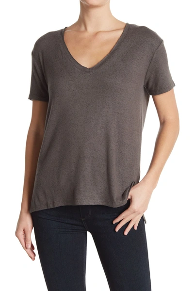 Caslon Brushed Knit V-neck T-shirt In Grey Beluga Heather