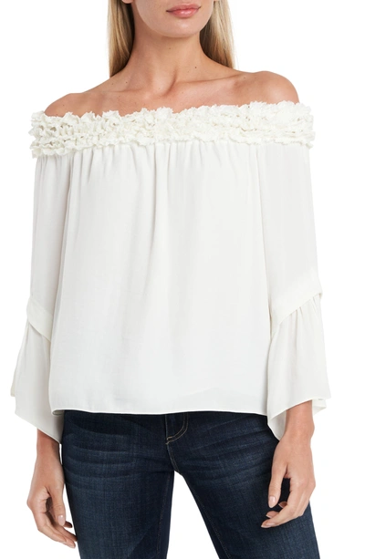 Vince Camuto Bell Sleeve Off-the-shoulder Blouse In Pearl Ivory